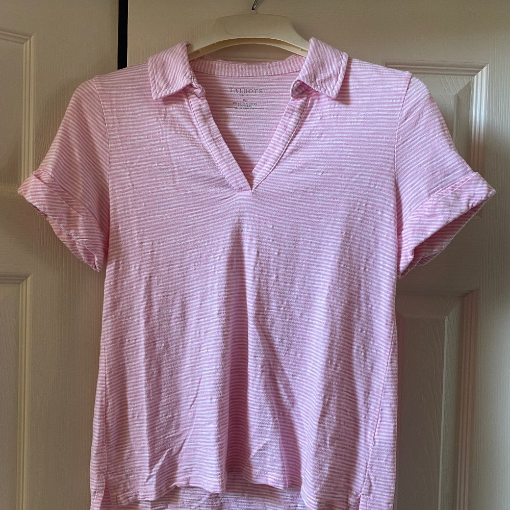 Talbots stripped pink Summer shirt